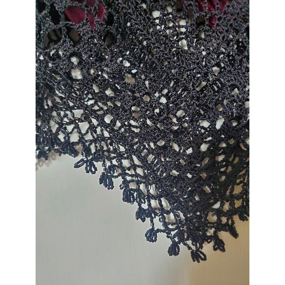 Kroshetta By Papillon Handmade Witchy Crochet Beaded Fringe Midi Dress Sz Medium - Picture 7 of 12